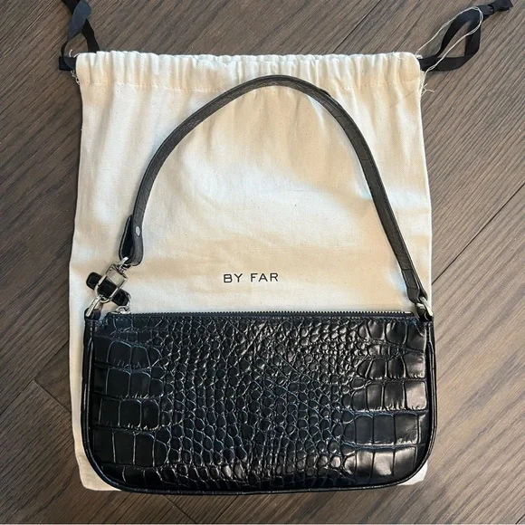 By Far Rachel Croco Embossed Leather Shoulder Bag - Picture 2 of 11